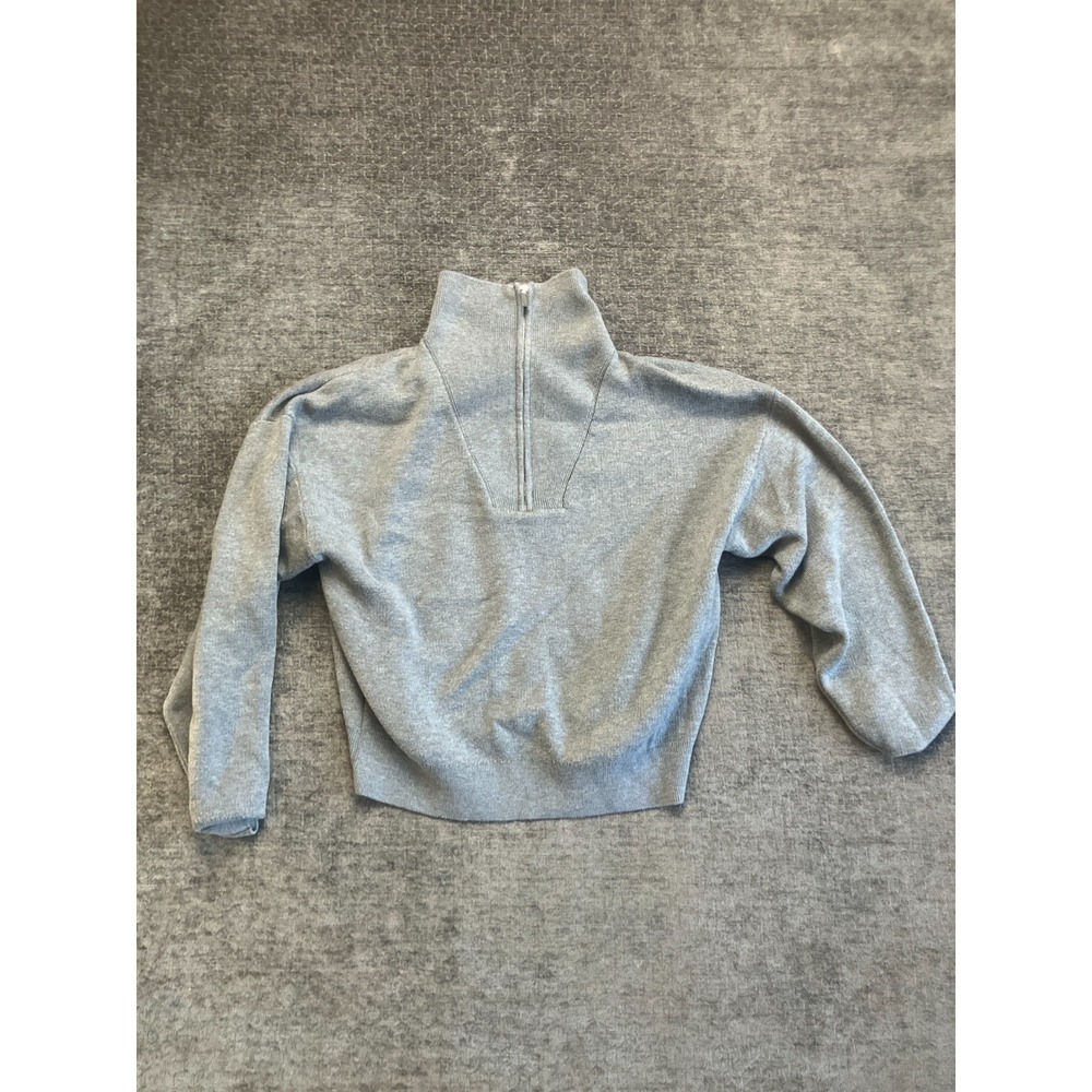 H&M Divided Women Small Gray Wool Blend Mock Neck Quarter Zip Sweater 1872